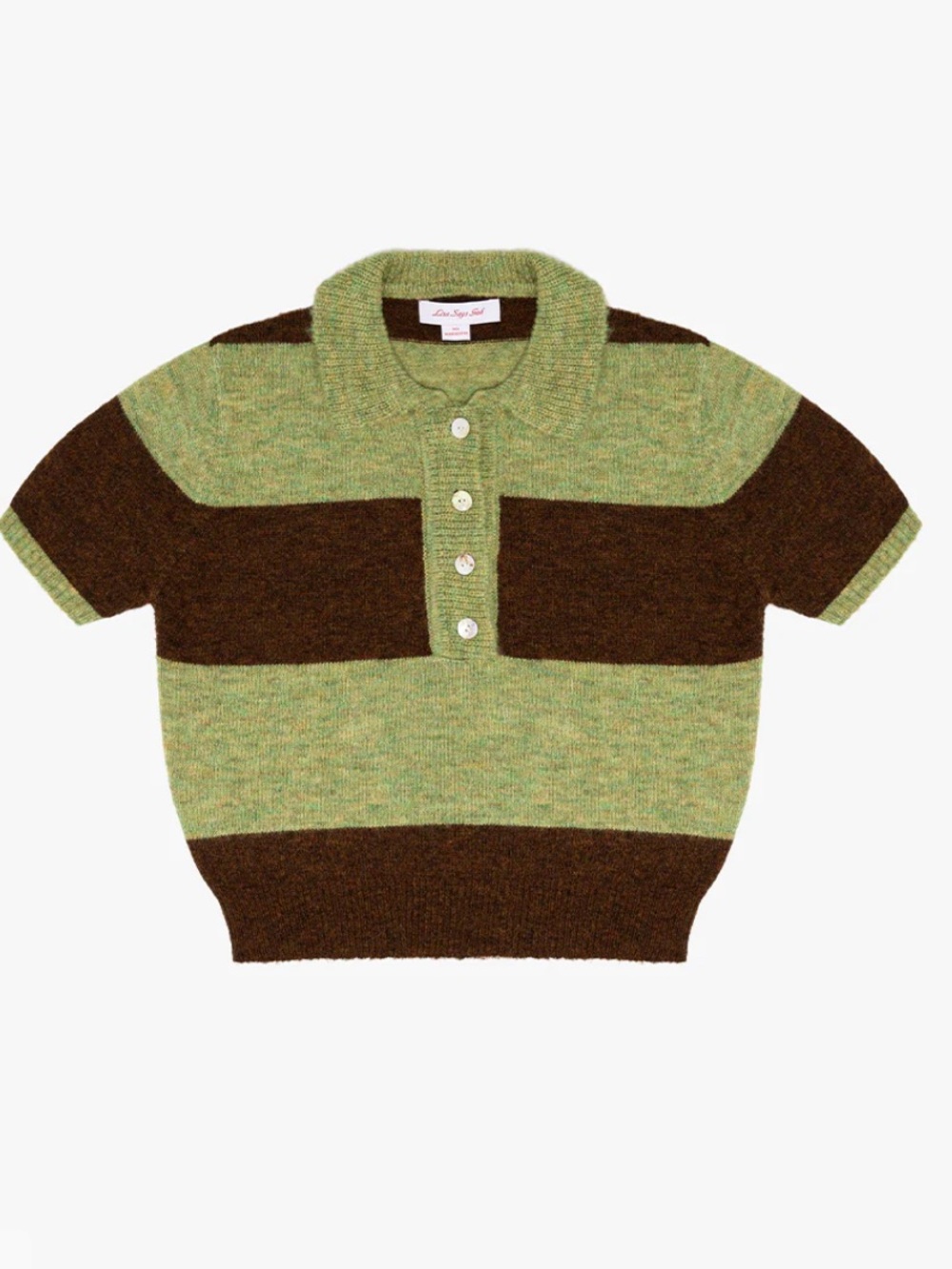 Lisa Says Gah MOLLY POLO SWEATER - MOCHA + PISTACHIO STRIPE